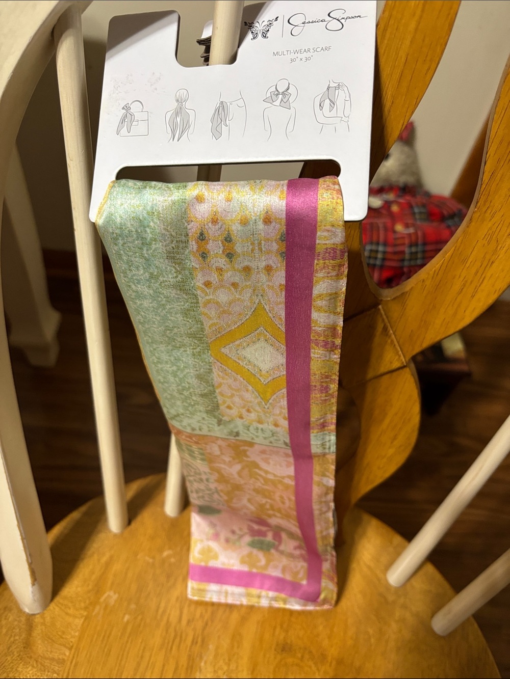 Jessica Simpson Multi-Wear Scarf in Pink, Green, Yellow